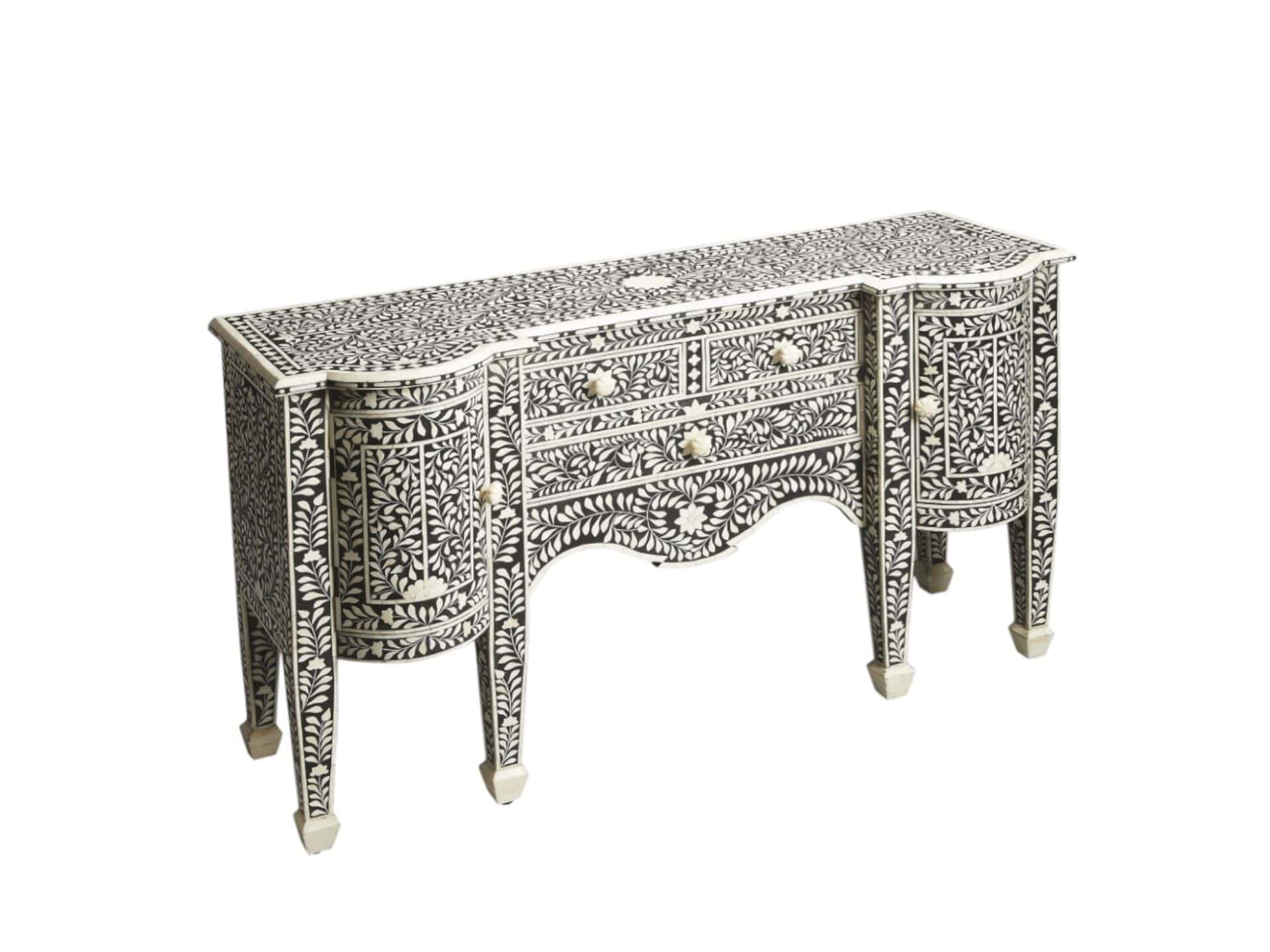 Black Wood Sideboard with Three Drawers and Two Doors 2 Black Wood Sideboard with Three Drawers and Two Doors - Image 2