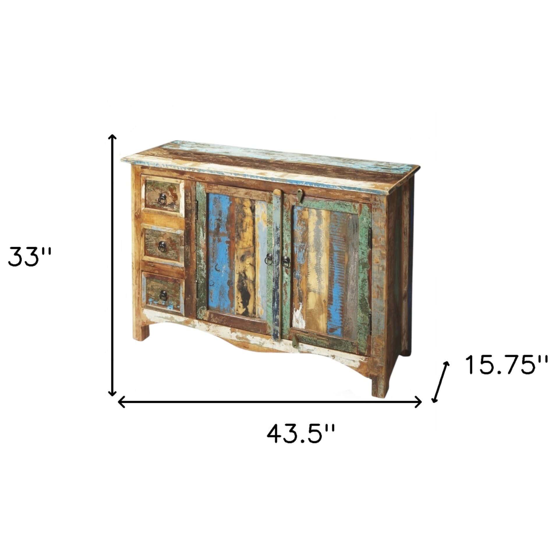 Solid Wood Brown Green Gray Sideboard with Drawers and Doors 5 Solid Wood Brown Green Gray Sideboard with Drawers and Doors - Image 5