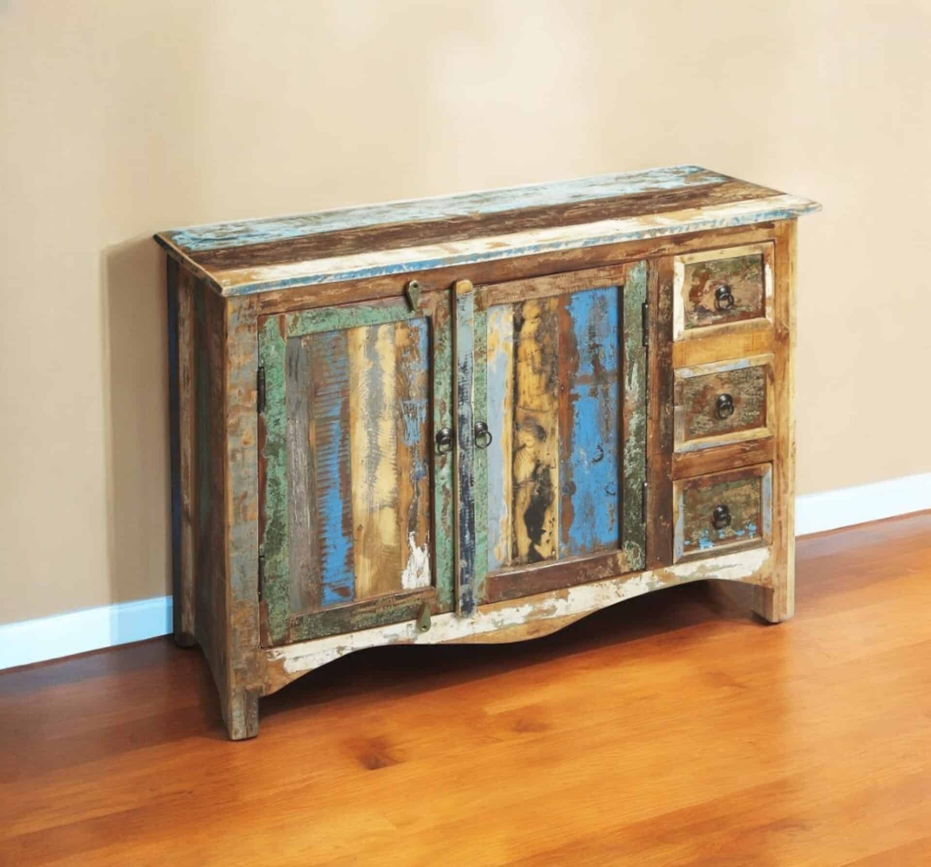 Solid Wood Brown Green Gray Sideboard with Drawers and Doors 6 Solid Wood Brown Green Gray Sideboard with Drawers and Doors - Image 6