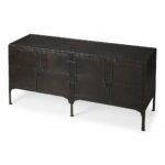 Black Rustic Industrial Iron Sideboard Cabinet with Four Doors