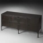 Black Rustic Industrial Iron Sideboard Cabinet with Four Doors