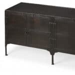 Black Rustic Industrial Iron Sideboard Cabinet with Four Doors