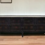 Black Rustic Industrial Iron Sideboard Cabinet with Four Doors