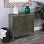 Green Solid Wood Sideboard with Drawers and Shelves
