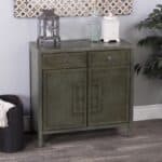Green Solid Wood Sideboard with Drawers and Shelves
