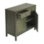 Green Solid Wood Sideboard with Drawers and Shelves