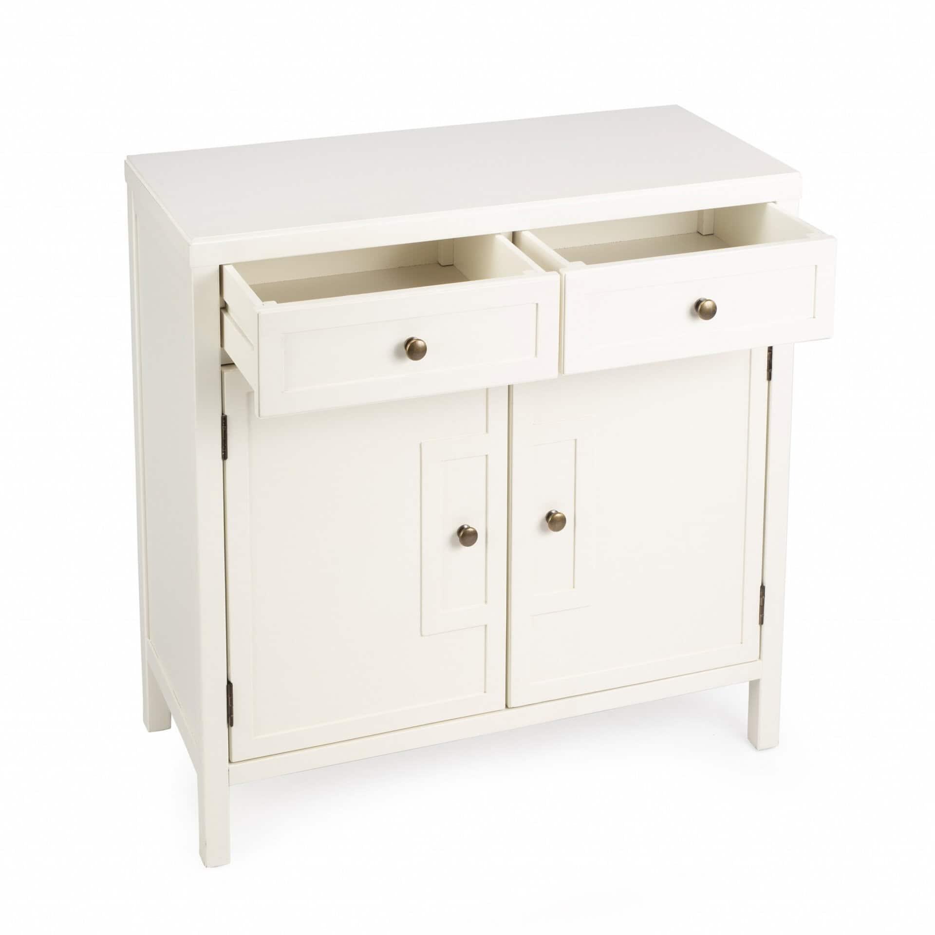 Transitional Style White Solid Wood Sideboard with Two Drawers and Doors 17 Transitional Style White Solid Wood Sideboard with Two Drawers and Doors