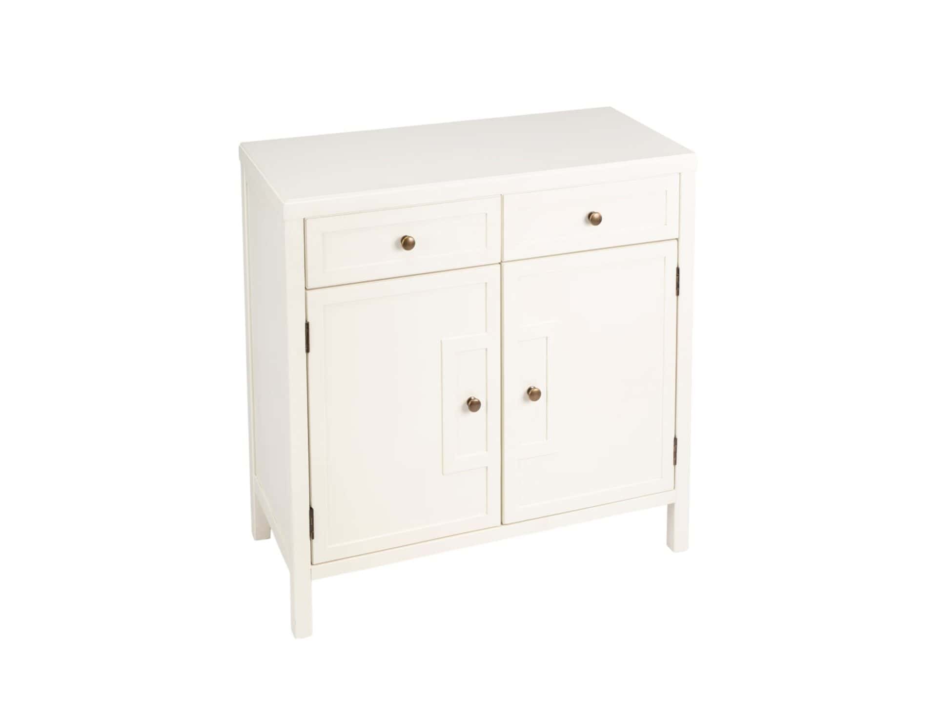 Transitional Style White Solid Wood Sideboard with Two Drawers and Doors 3 Transitional Style White Solid Wood Sideboard with Two Drawers and Doors - Image 3
