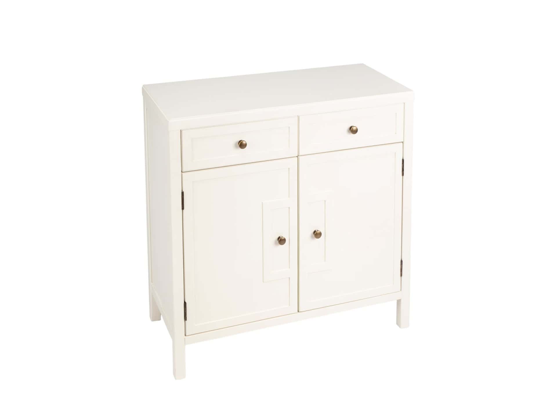 Transitional Style White Solid Wood Sideboard with Two Drawers and Doors 12 Transitional Style White Solid Wood Sideboard with Two Drawers and Doors