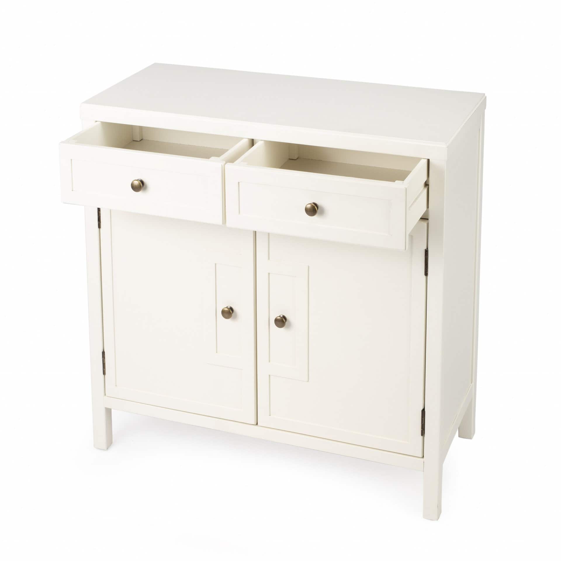 Transitional Style White Solid Wood Sideboard with Two Drawers and Doors 13 Transitional Style White Solid Wood Sideboard with Two Drawers and Doors