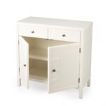Transitional Style White Solid Wood Sideboard with Two Drawers and Doors 14 Transitional Style White Solid Wood Sideboard with Two Drawers and Doors