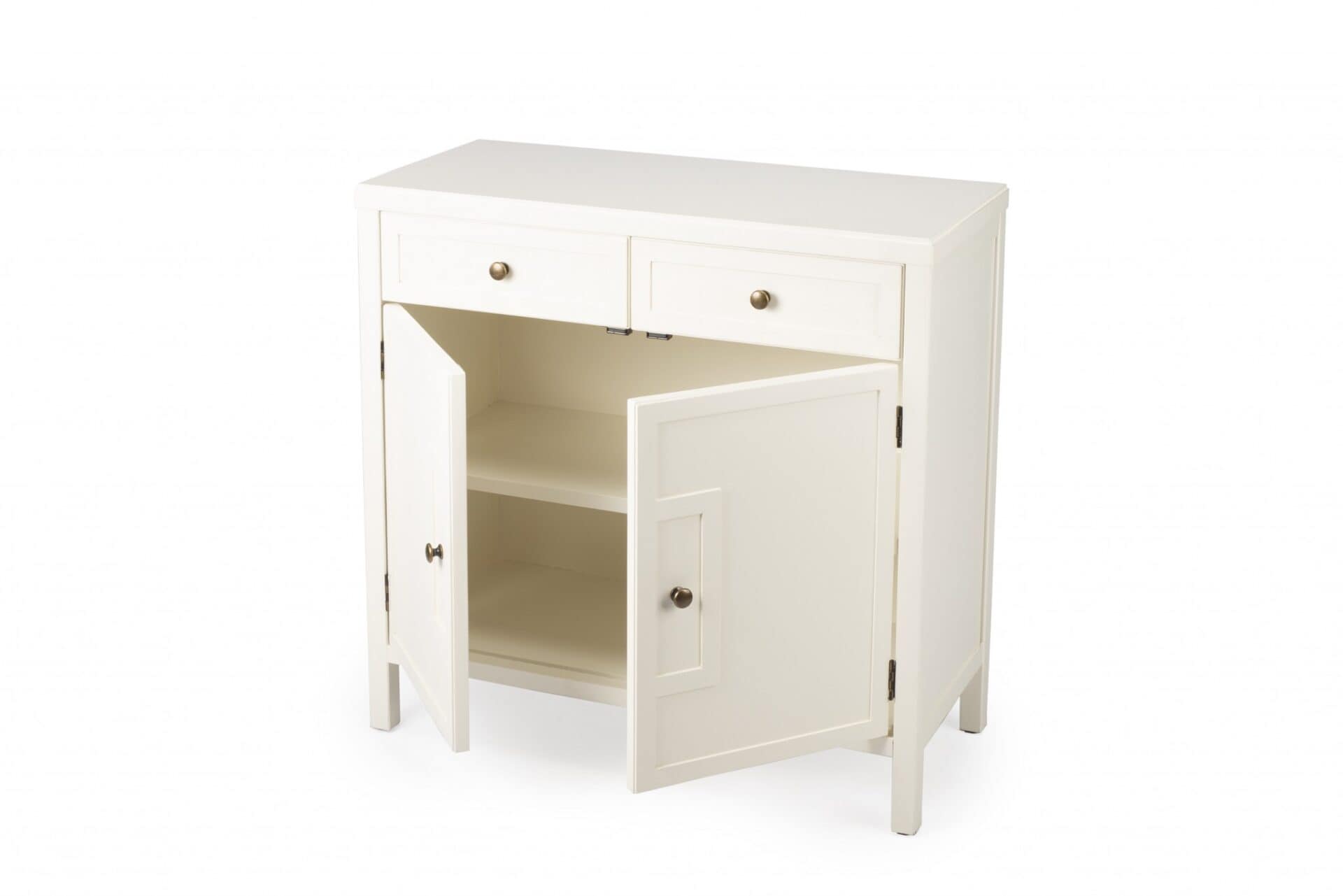 Transitional Style White Solid Wood Sideboard with Two Drawers and Doors 5 Transitional Style White Solid Wood Sideboard with Two Drawers and Doors - Image 5