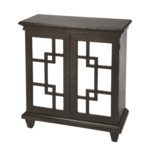 Dark Brown Mirrored Sideboard with Geometric Fretwork Design 14 Dark Brown Mirrored Sideboard with Geometric Fretwork Design