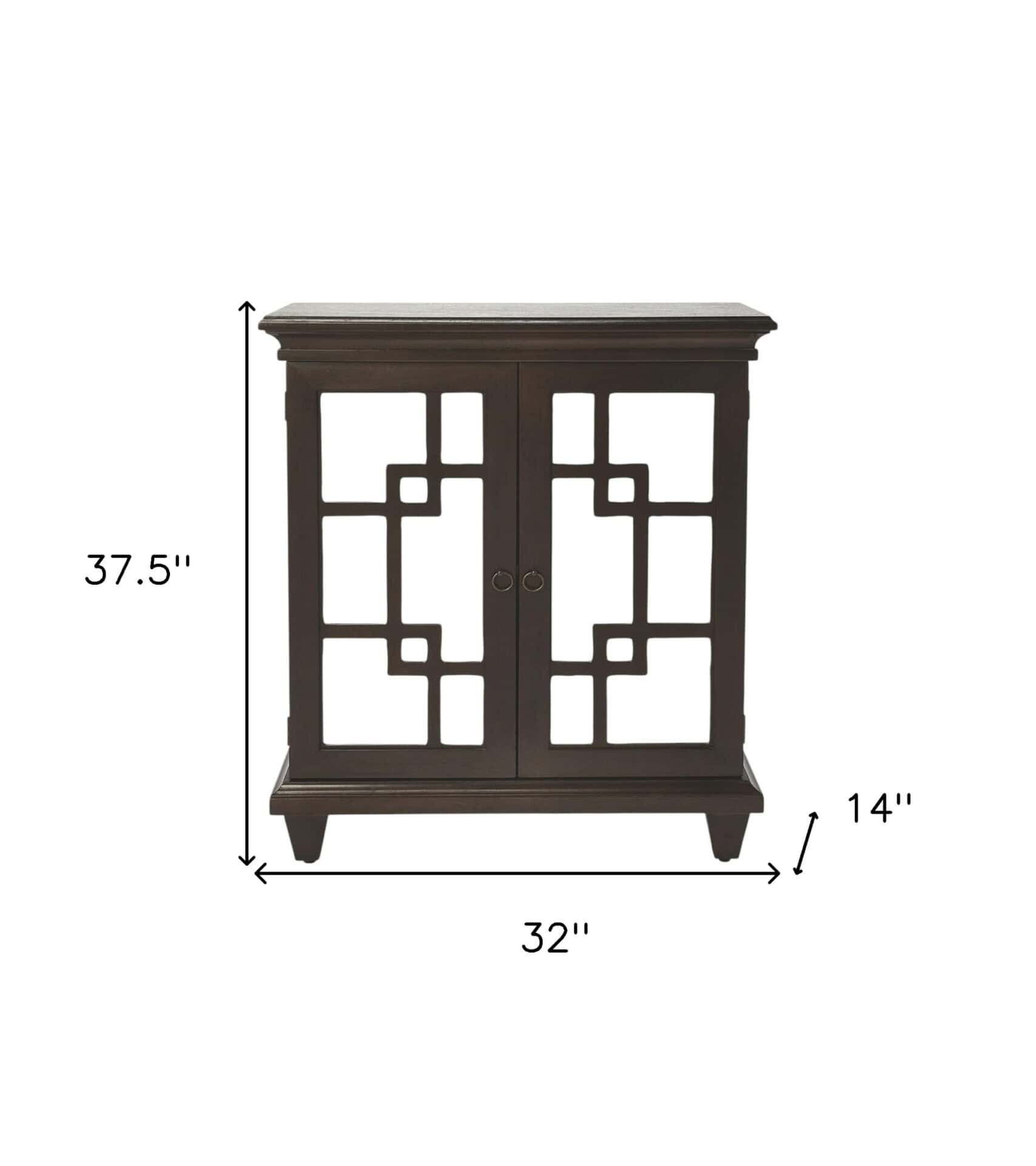 Dark Brown Mirrored Sideboard with Geometric Fretwork Design 8 Dark Brown Mirrored Sideboard with Geometric Fretwork Design - Image 8