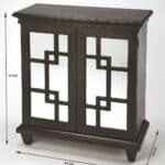 Dark Brown Mirrored Sideboard with Geometric Fretwork Design 18 Dark Brown Mirrored Sideboard with Geometric Fretwork Design