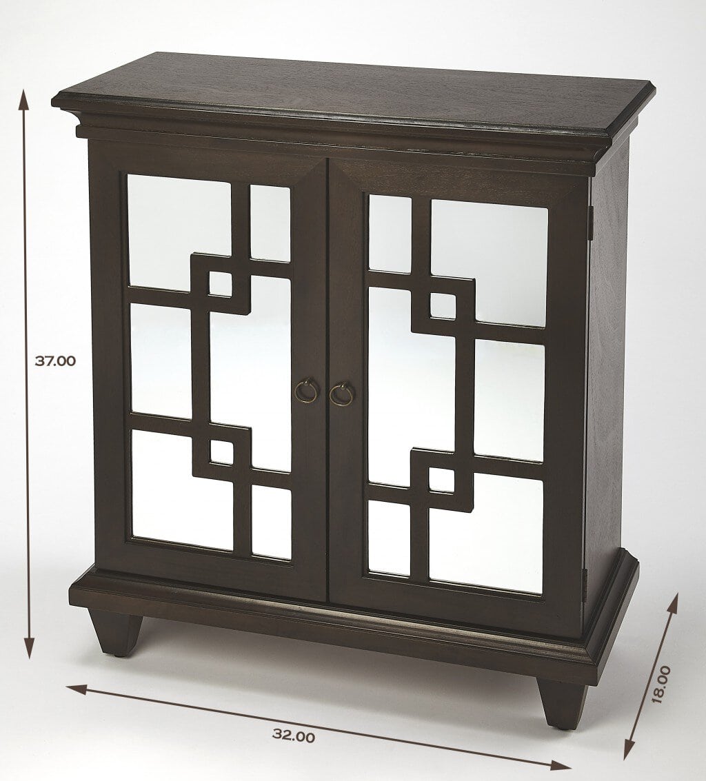 Dark Brown Mirrored Sideboard with Geometric Fretwork Design 9 Dark Brown Mirrored Sideboard with Geometric Fretwork Design - Image 9