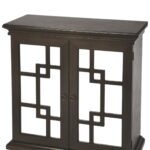 Dark Brown Mirrored Sideboard with Geometric Fretwork Design 12 Dark Brown Mirrored Sideboard with Geometric Fretwork Design