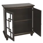 Dark Brown Mirrored Sideboard with Geometric Fretwork Design 13 Dark Brown Mirrored Sideboard with Geometric Fretwork Design