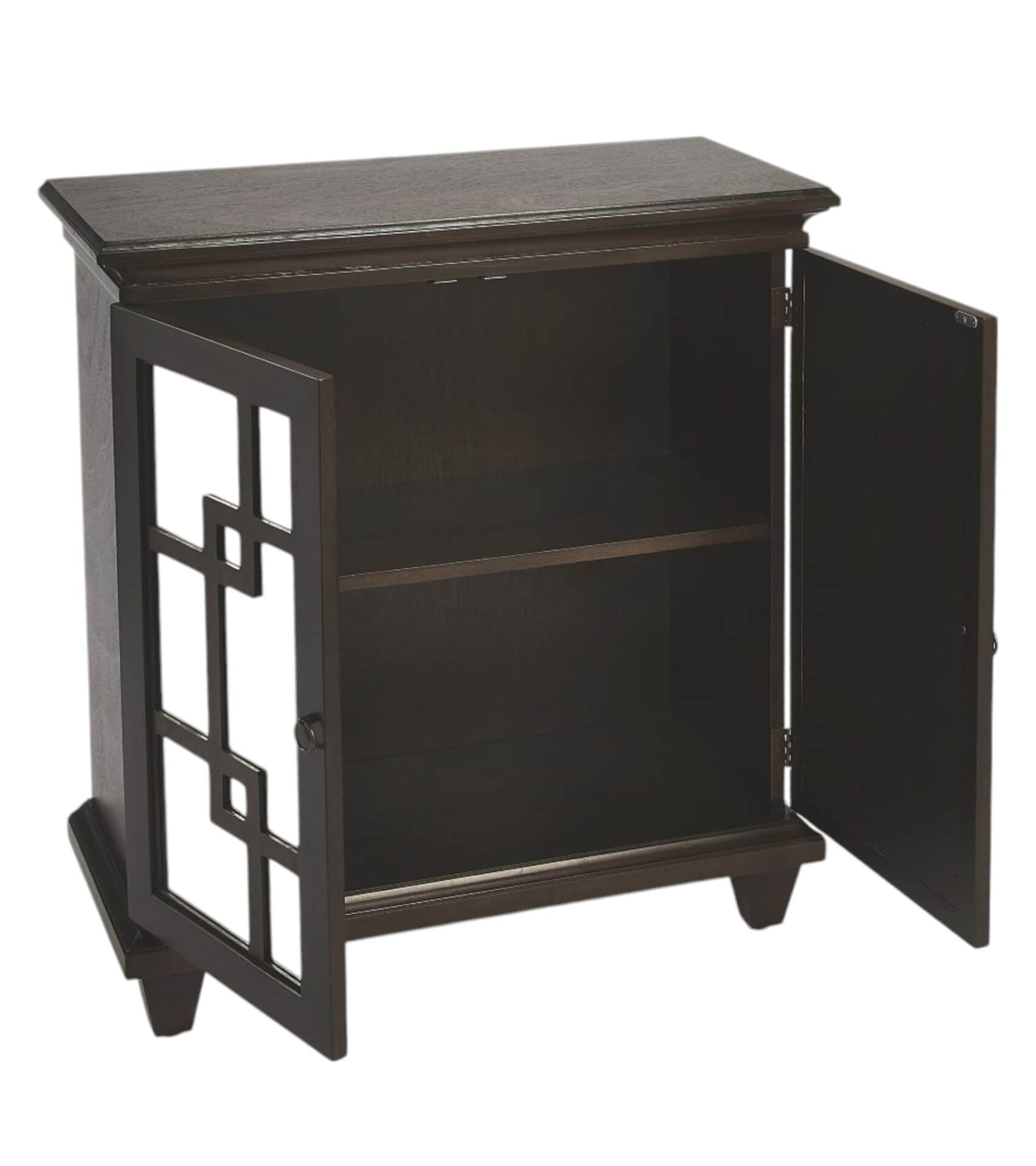 Dark Brown Mirrored Sideboard with Geometric Fretwork Design 4 Dark Brown Mirrored Sideboard with Geometric Fretwork Design - Image 4