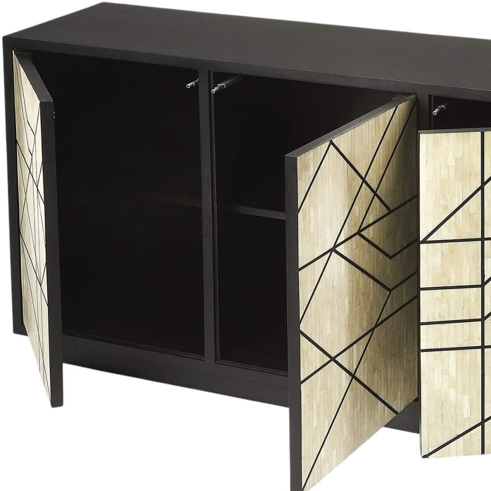 Natural and Black Modern Sideboard with Shelves and Doors 5 Natural and Black Modern Sideboard with Shelves and Doors - Image 5