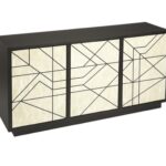 Natural and Black Modern Sideboard with Shelves and Doors 11 Natural and Black Modern Sideboard with Shelves and Doors