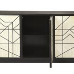 Natural and Black Modern Sideboard with Shelves and Doors 9 Natural and Black Modern Sideboard with Shelves and Doors