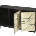 Natural and Black Modern Sideboard with Shelves and Doors 12 Natural and Black Modern Sideboard with Shelves and Doors