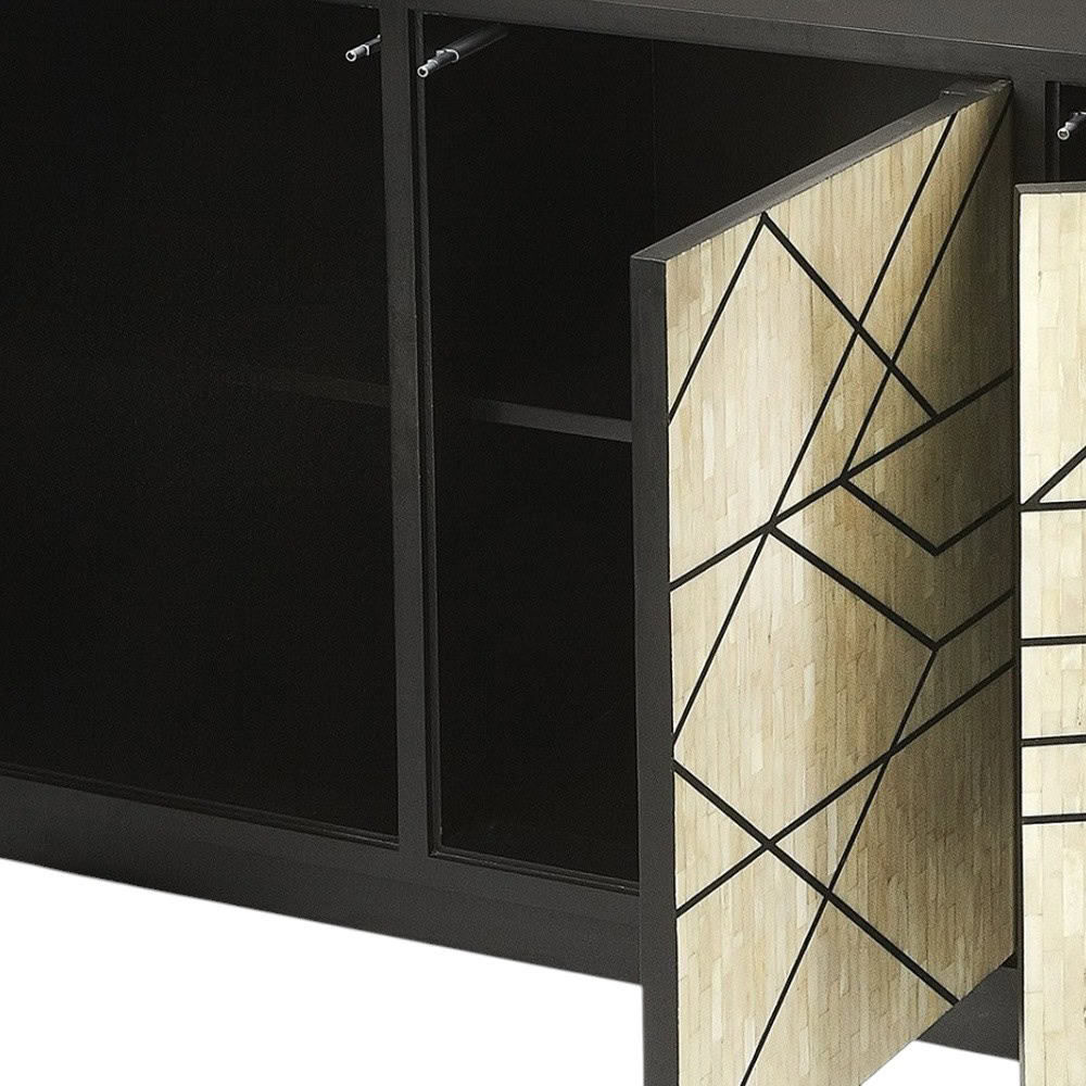 Natural and Black Modern Sideboard with Shelves and Doors 6 Natural and Black Modern Sideboard with Shelves and Doors - Image 6