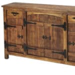 Brown Solid Wood Sideboard with Two Drawers and Four Doors