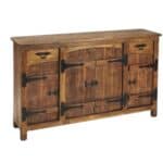 Brown Solid Wood Sideboard with Two Drawers and Four Doors