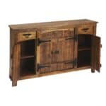 Brown Solid Wood Sideboard with Two Drawers and Four Doors
