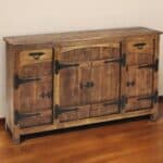 Brown Solid Wood Sideboard with Two Drawers and Four Doors