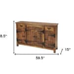Brown Solid Wood Sideboard with Two Drawers and Four Doors