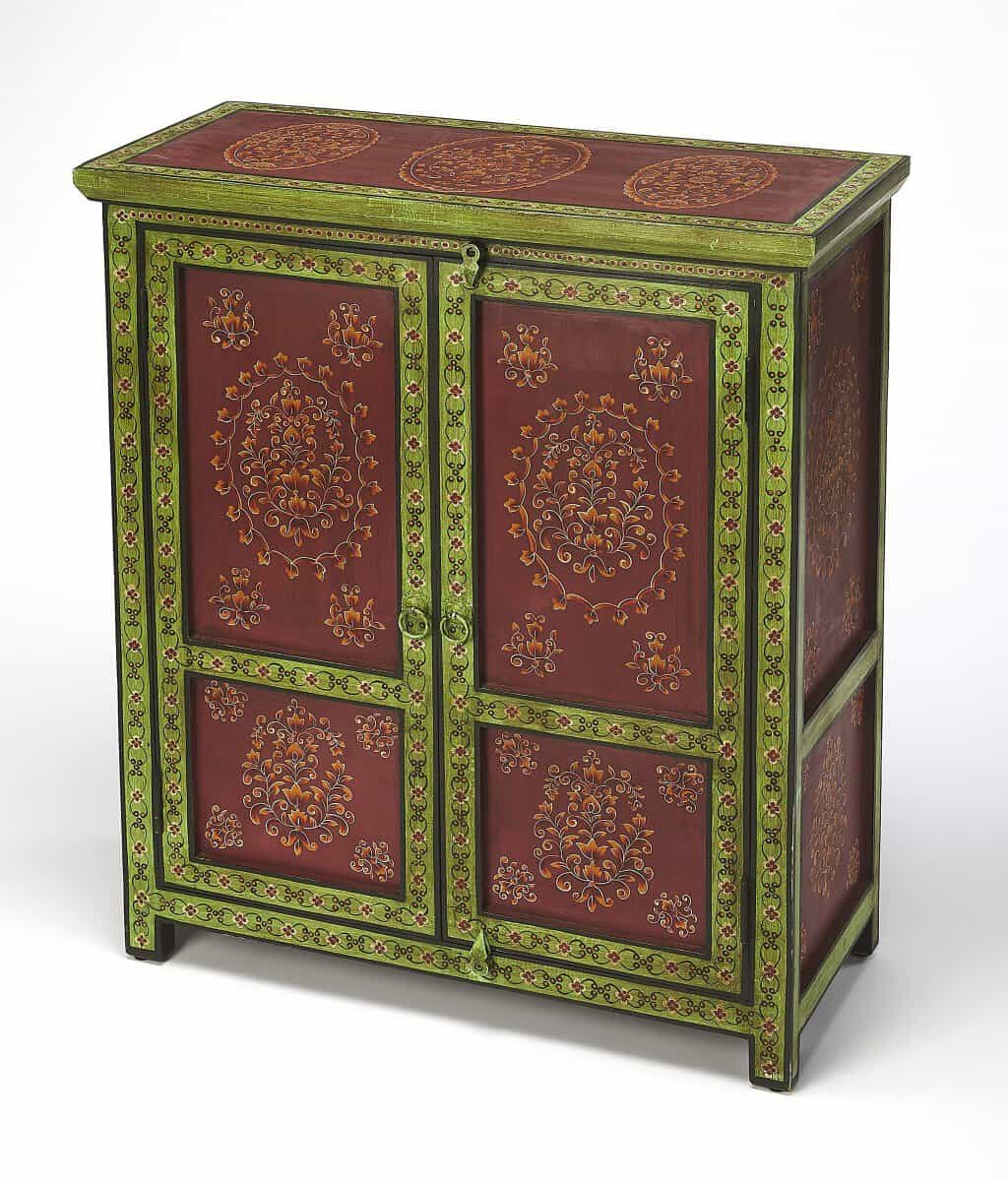 Hand Painted Floral Storage Cabinet with Shelf Meranti Wood 6 Hand Painted Floral Storage Cabinet with Shelf Meranti Wood - Image 6