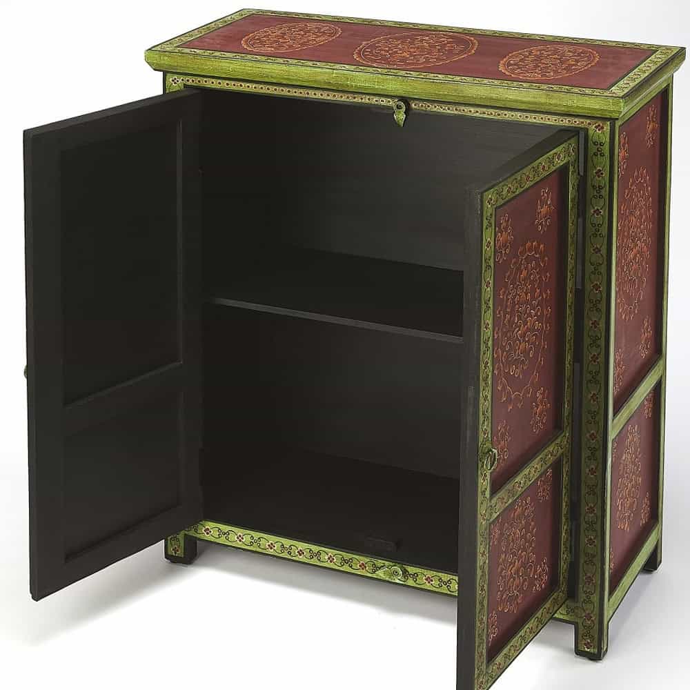 Hand Painted Floral Storage Cabinet with Shelf Meranti Wood 5 Hand Painted Floral Storage Cabinet with Shelf Meranti Wood - Image 5