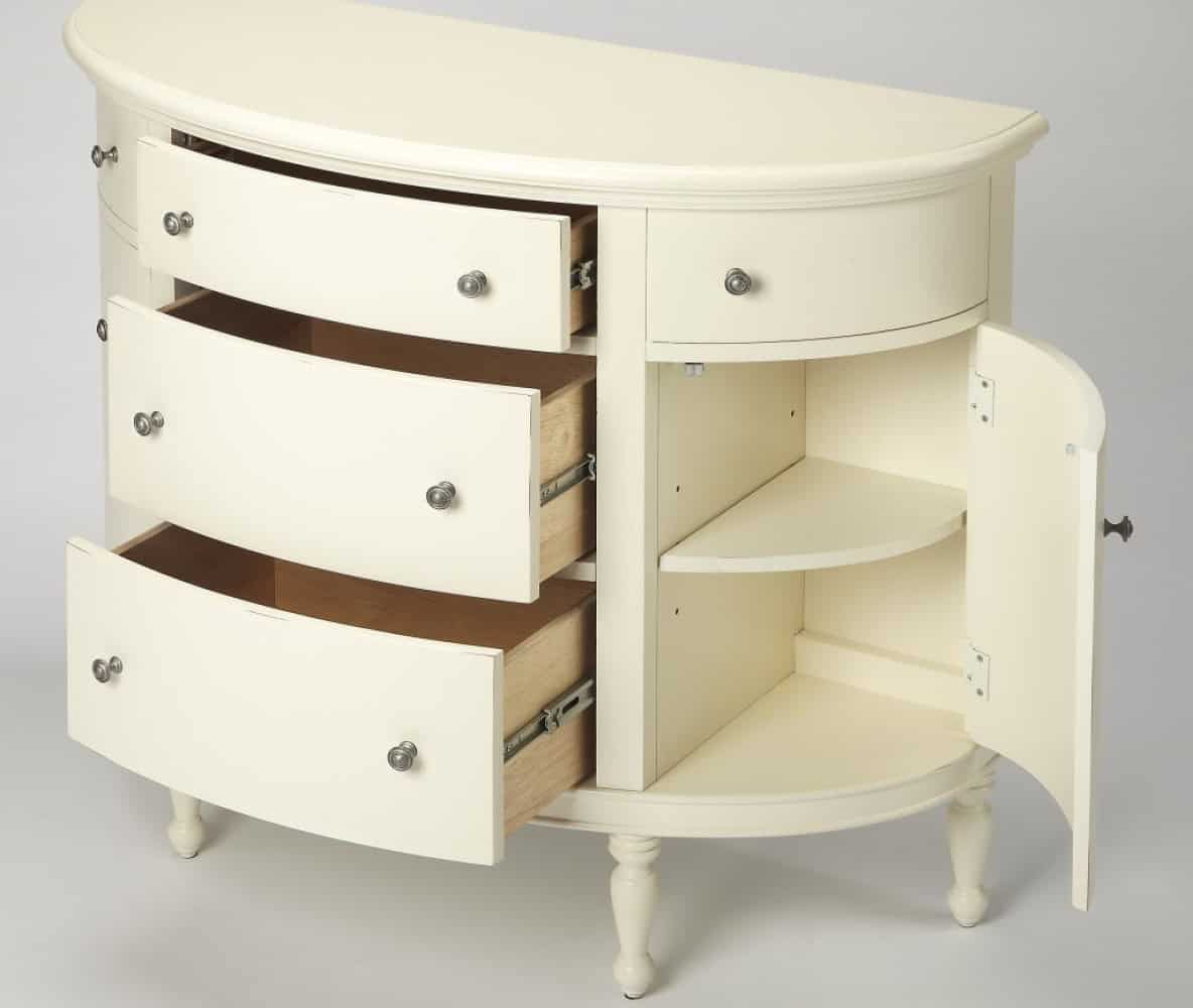 White Solid Wood Sideboard with Five Drawers and Shelves 8 White Solid Wood Sideboard with Five Drawers and Shelves - Image 8