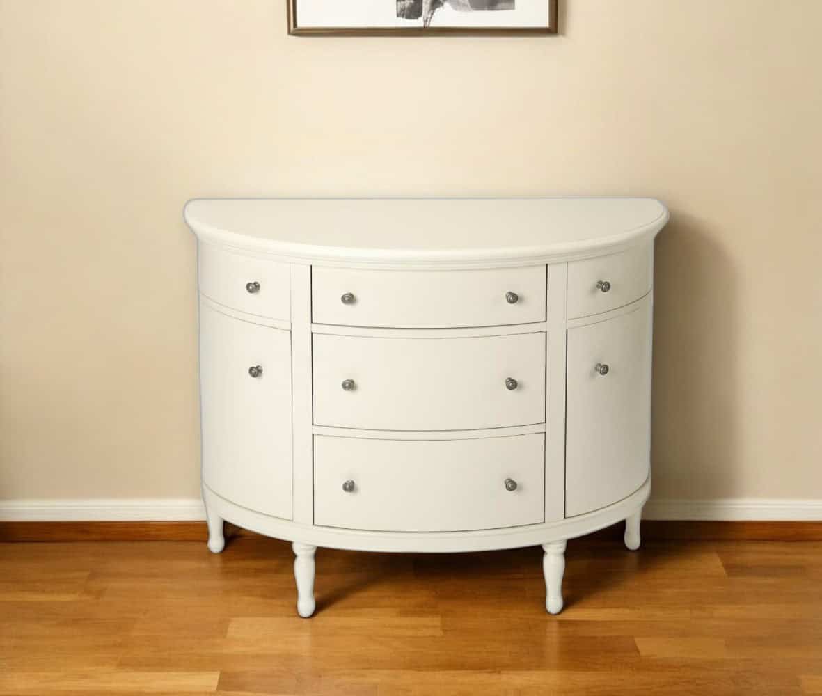 White Solid Wood Sideboard with Five Drawers and Shelves 1 White Solid Wood Sideboard with Five Drawers and Shelves