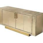 Gold Solid Wood Modern Buffet Table with Shelves and Doors