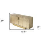 Gold Solid Wood Modern Buffet Table with Shelves and Doors