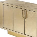Gold Solid Wood Modern Buffet Table with Shelves and Doors
