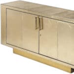 Gold Solid Wood Modern Buffet Table with Shelves and Doors