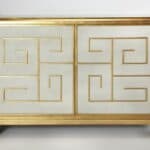 Gold Greek Key White Leather Console Cabinet 15 Gold Greek Key White Leather Console Cabinet