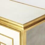 Gold Greek Key White Leather Console Cabinet 14 Gold Greek Key White Leather Console Cabinet