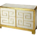 Gold Greek Key White Leather Console Cabinet 9 Gold Greek Key White Leather Console Cabinet
