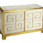 Gold Greek Key White Leather Console Cabinet 11 Gold Greek Key White Leather Console Cabinet