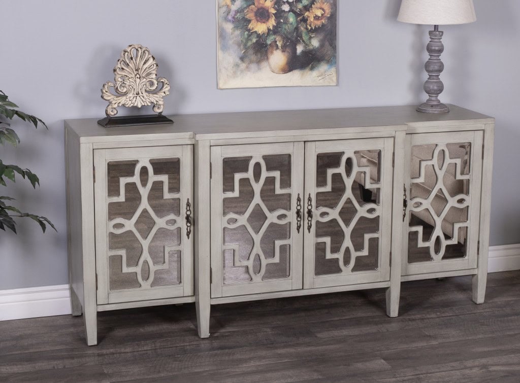 Olive Gray Mirrored Sideboard with Storage and Contemporary Design 7 Olive Gray Mirrored Sideboard with Storage and Contemporary Design - Image 7