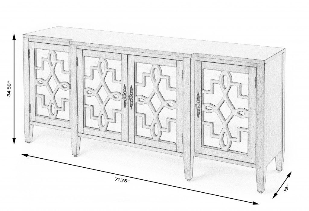 Olive Gray Mirrored Sideboard with Storage and Contemporary Design 9 Olive Gray Mirrored Sideboard with Storage and Contemporary Design - Image 9