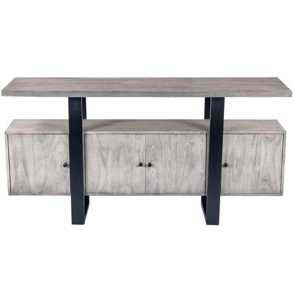 Gray Solid Wood Sideboard with Four Doors and Shelves 1 Gray Solid Wood Sideboard with Four Doors and Shelves