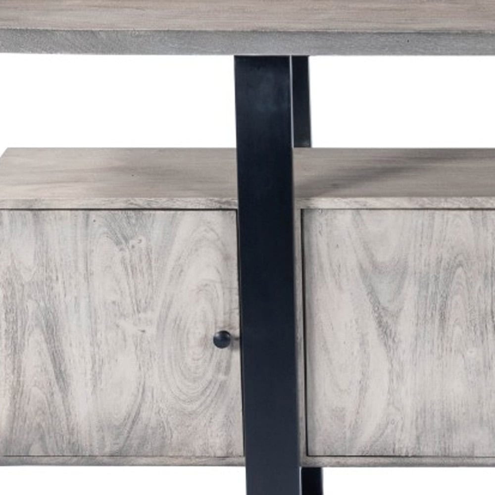 Gray Solid Wood Sideboard with Four Doors and Shelves 9 Gray Solid Wood Sideboard with Four Doors and Shelves - Image 9