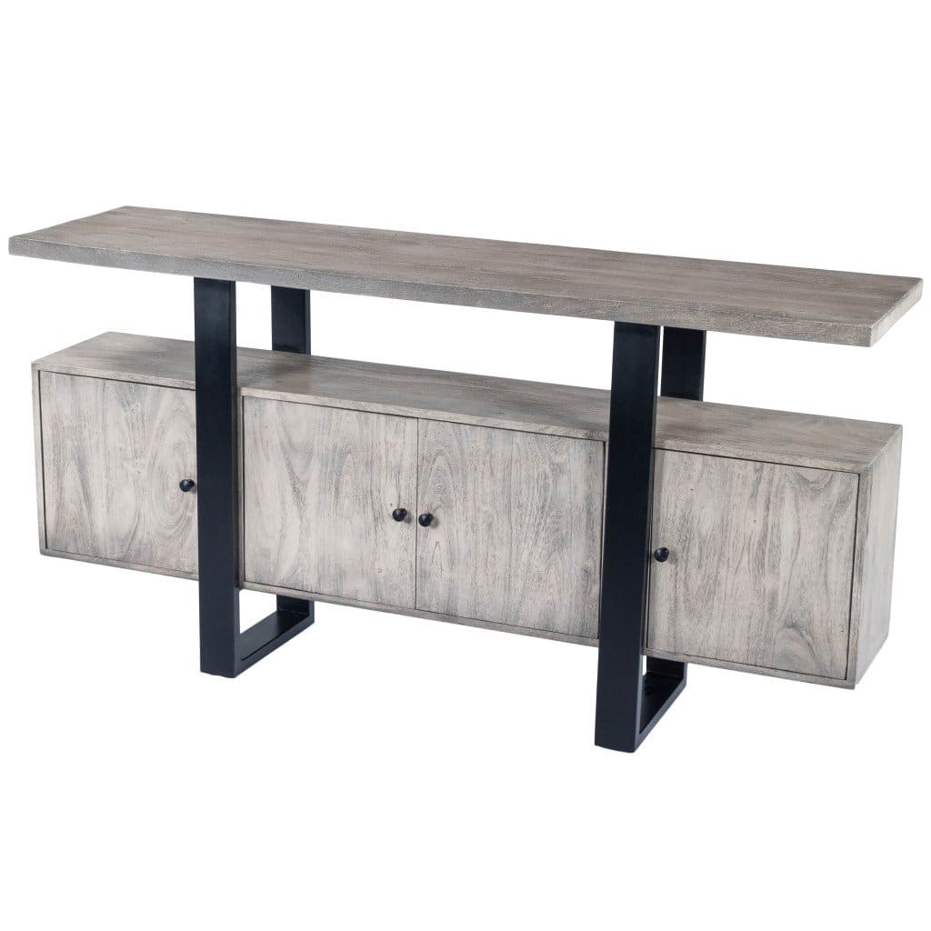 Gray Solid Wood Sideboard with Four Doors and Shelves 3 Gray Solid Wood Sideboard with Four Doors and Shelves - Image 3